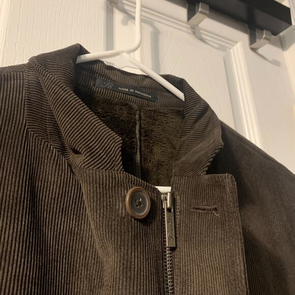 Tasso Elba Men's Rich Brown Corduroy Jacket Size L 42 44 Full Zip Retro Western - Picture 5 of 9